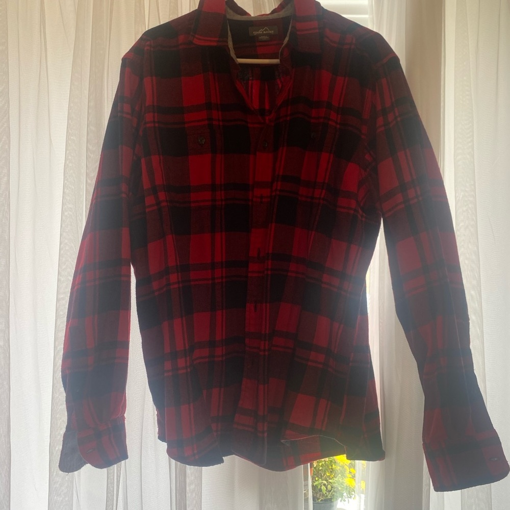 Red and black flannel shirt